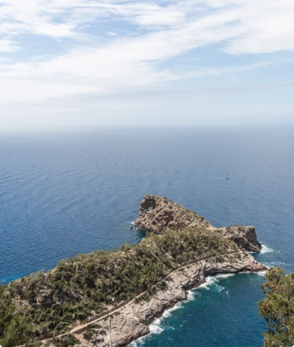 Aerial shot of a coastal cove